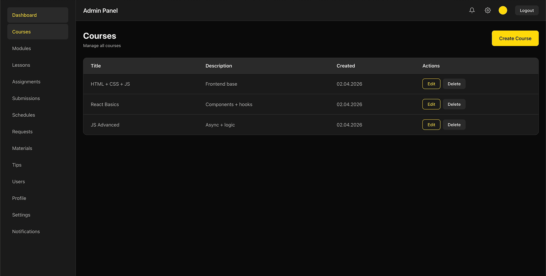 LMS Platform screenshot 2
